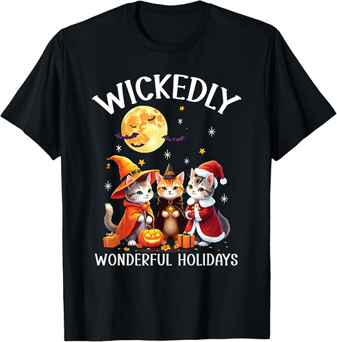 Happy Hallothanksmas Halloween Thanksgiving Christmas T-Shirt