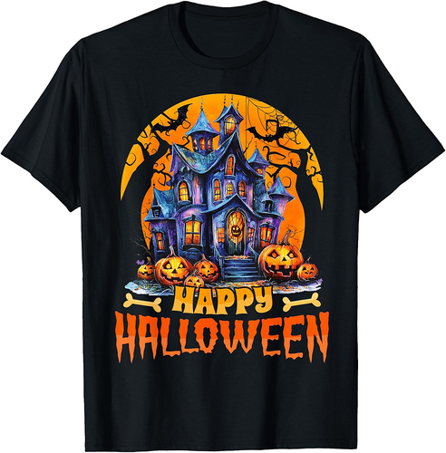 Happy Halloween Haunted House Halloween Costumes Women Men T-Shirt