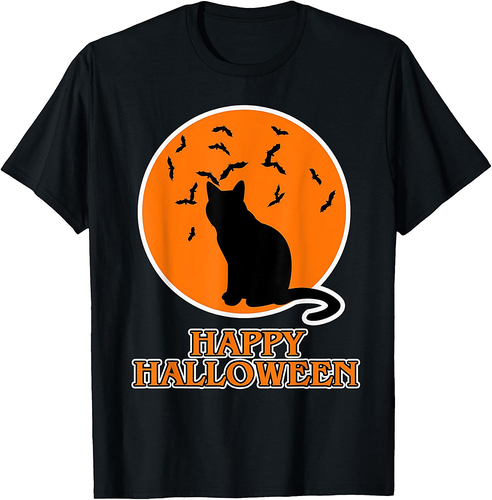 Happy Halloween for Cat Lover - Black Cat Halloween T-Shirt