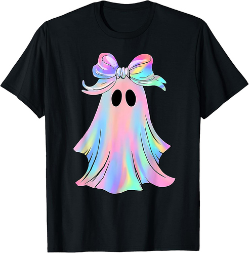 Holo Coquette Bow Cute Ghost Spooky Season Halloween T-Shirt
