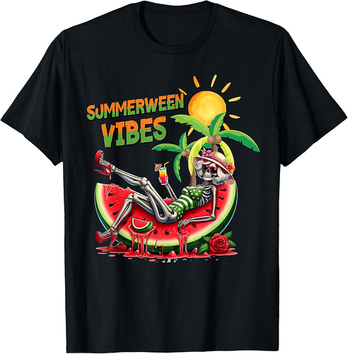 Horror Halloween Skeleton Summerween Vibes Men Women Kid T-Shirt