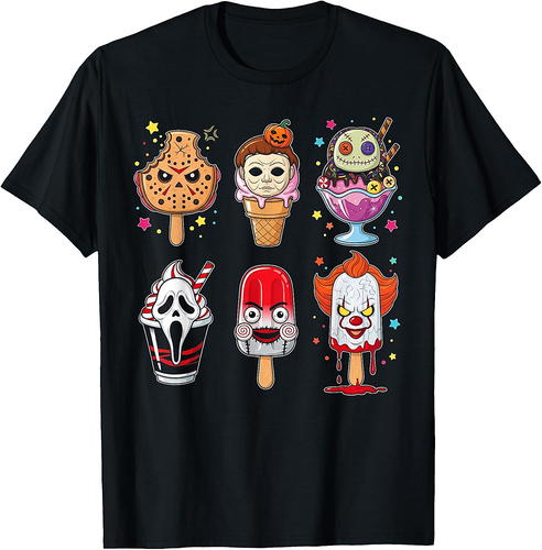 Horror Movies Summer Popsicle Halloween Ice Cream Summerween T-Shirt