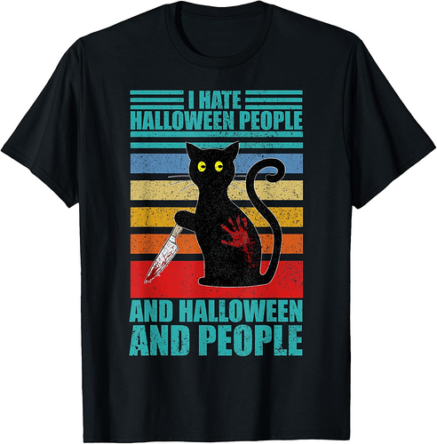 I Hate Halloween And People - Funny Halloween Cat Costume Men Women T-Shirt