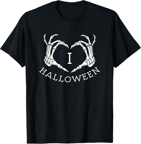 I love Halloween skeleton heart T-shirt, October fall shirt T-Shirt