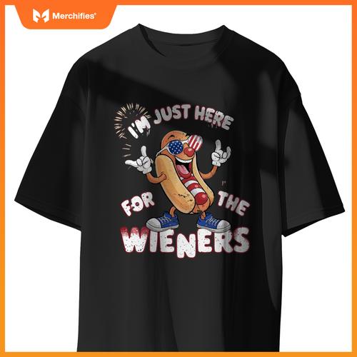 I'm Just Here For The Weiners 4th of July Patriotic Hot Dog T-Shirt