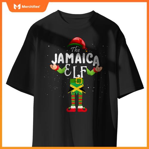 Jamaica Elf Matching Proud Patriotic Group Christmas Party T-Shirt