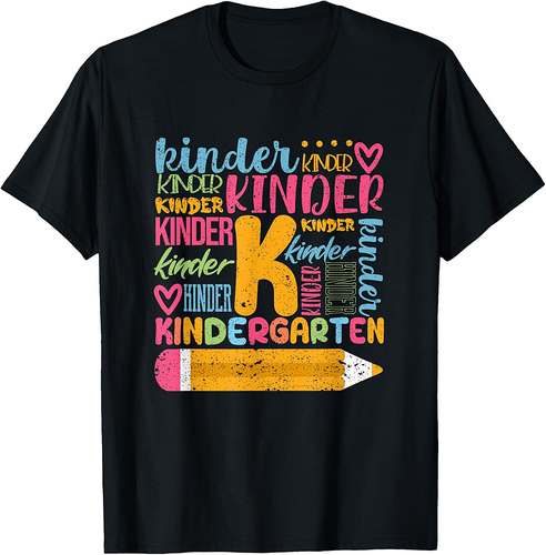 Kindergarten Typography Team Kinder Teacher Back To School T-Shirt