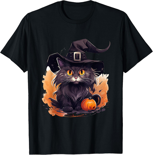 Maine Coon cat halloween kitty witch T-Shirt
