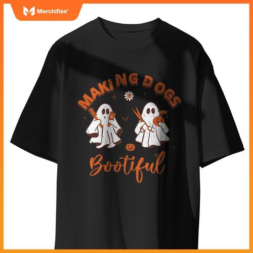 Making Dogs Bootiful Funny Dog Groomer Halloween Ghost T-Shirt