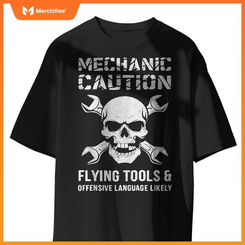 Mechanic Caution Skull Tee for Mechanics and Car Lovers T-Shirt