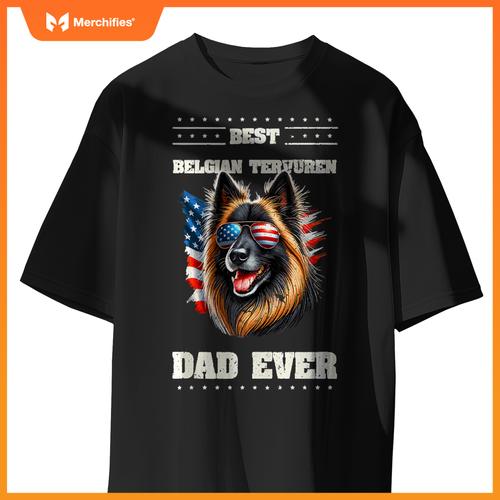 Mens American USA Flag Belgian Tervuren 4th Of July Patriotic T-Shirt