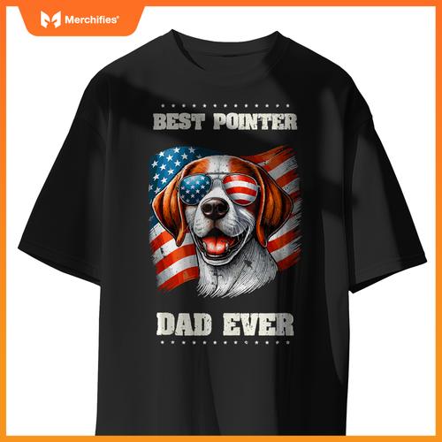 Mens American USA Flag English Pointer Dog 4th Of July Patriotic T-Shirt