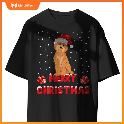 Merry Christmas Havanese Xmas Dog Santa Hat Lights Tree T-Shirt