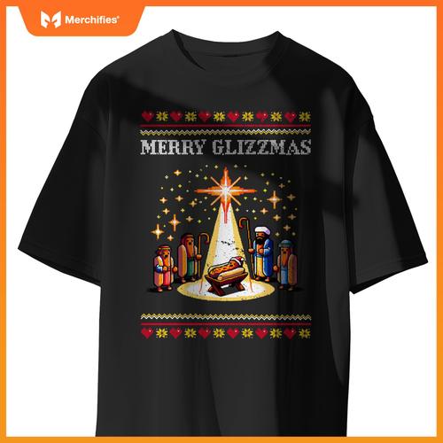 Merry Glizzmas Tacky Funny Merry Christmas Hot Dogs Xmas T-Shirt 