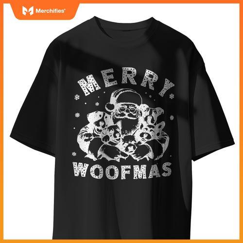 Merry Woofmas Funny Dogs Christmas Dog Mom Xmas Dog Lover T-Shirt