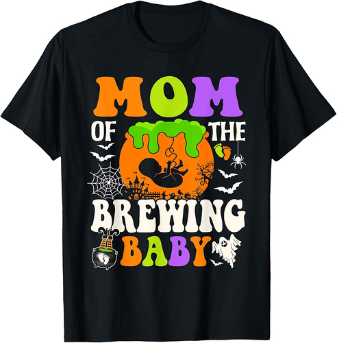 Mom Of The Brewing Baby Halloween Pregnancy Baby Shower T-Shirt
