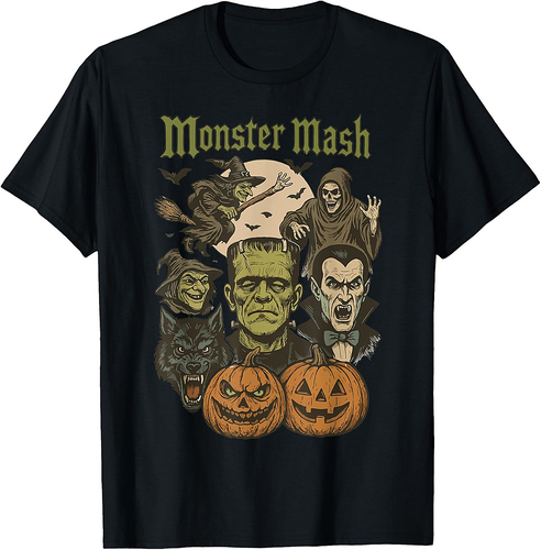 Monster Mash Retro Halloween Funny Monster Spooky Womens Men T-Shirt