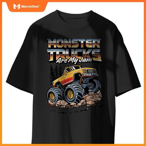 Monster Trucks Are My Jam Funny Men Boys Retro Vintage Truck T-Shirt