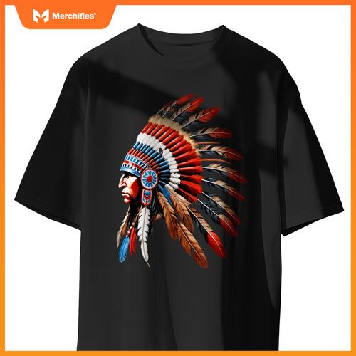 Native American Indian Chief Headdress Indigenous Men Boys T-Shirt