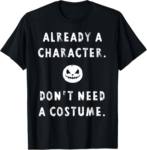 No Costume Funny Lazy Halloween Pumpkin Jackolantern Graphic T-Shirt