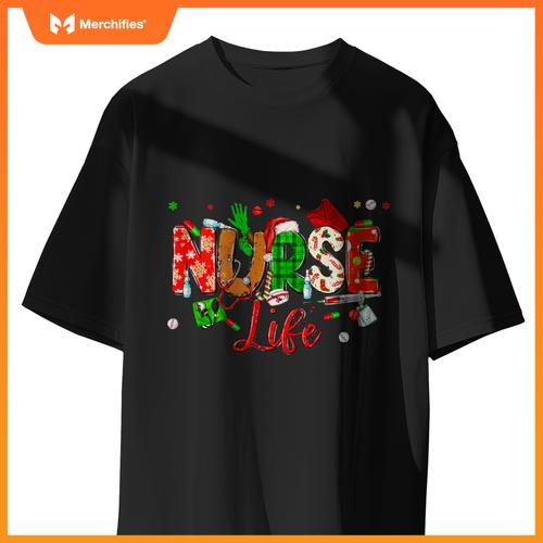 Nurse Life Christmas Stethoscope Nurses Xmas Pajamas Women T-Shirt