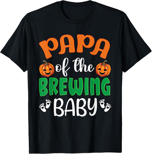 Papa Halloween Baby Shower Pumpkin Brewing Baby Matching T-Shirt