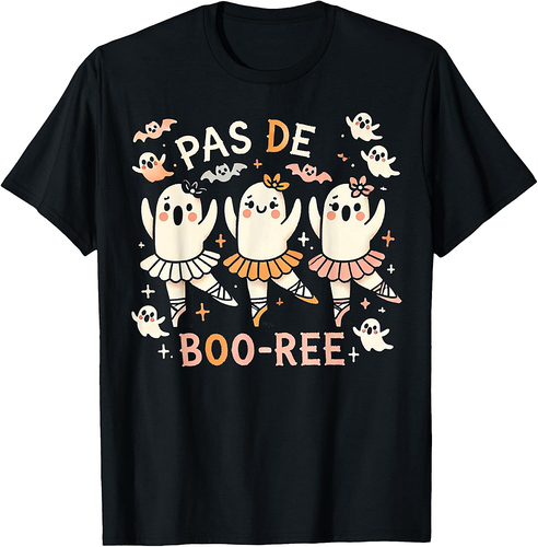 Pas de BOO Ree Ghost Ballet Dancer Halloween Dance Teacher T-Shirt