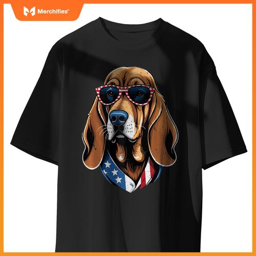 Patriotic Bloodhound Dog American Flag Men Women Bloodhound T-Shirt
