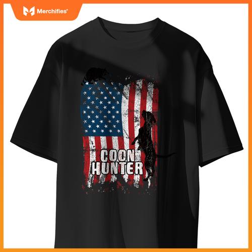 Patriotic Coon Hunting Dogs American Flag T-Shirt