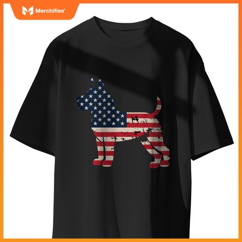 Patriotic Dog Lover USA Flag Design 4th of July American T-Shirt