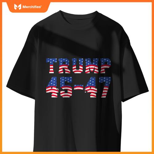 Patriotic Trump 2024 - President 45 And 47 - Distressed T-Shirt