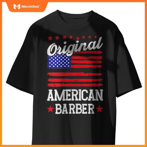 Patriotic US Flag American Barber T-Shirt