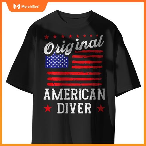 Patriotic US Flag American Diver T-Shirt