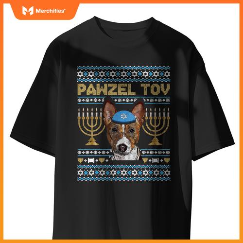 Pawzel Tov Jewish Basenji Dog Funny Hanukkah T-Shirt