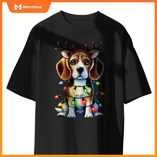 Pet Animal Lovers Xmas Beagle Dogs Reindeer Christmas Tree T-Shirt