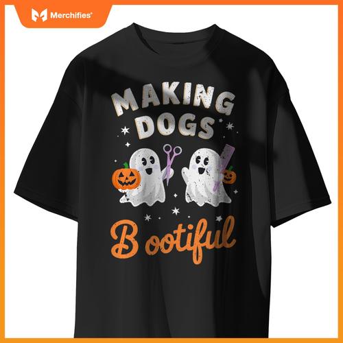 Pet Groomer Funny Halloween Making Dogs Bootiful T-Shirt