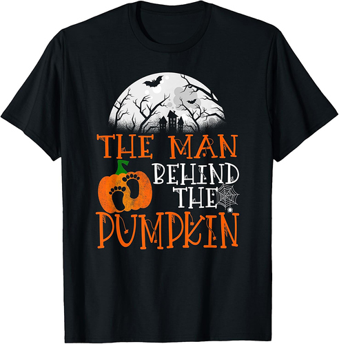 Pregnancy Announcement Halloween Costume Man Behind Pumpkin T-Shirt