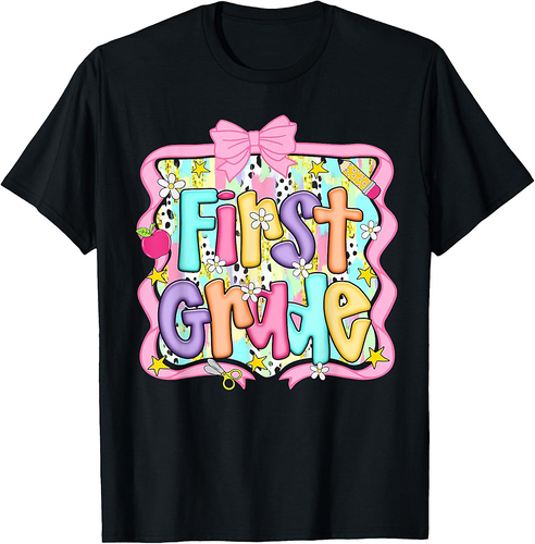 Preppy First Grade Back To School 1st Grade Teacher Girl Boy T-Shirt
