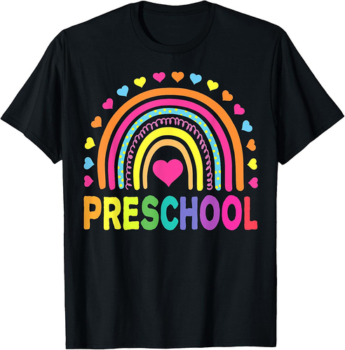 Preschool Rainbow Girls Boys Kids Teacher Back To School T-Shirt