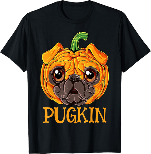 Pugkin Pug Pumpkin Halloween Thanksgiving Men Women Dog T-Shirt