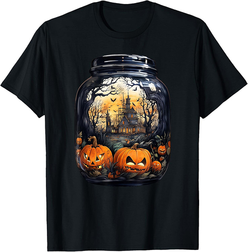 Halloween Pumpkin Shirt Women Costume Spooky Pumpkin Jar T-Shirt