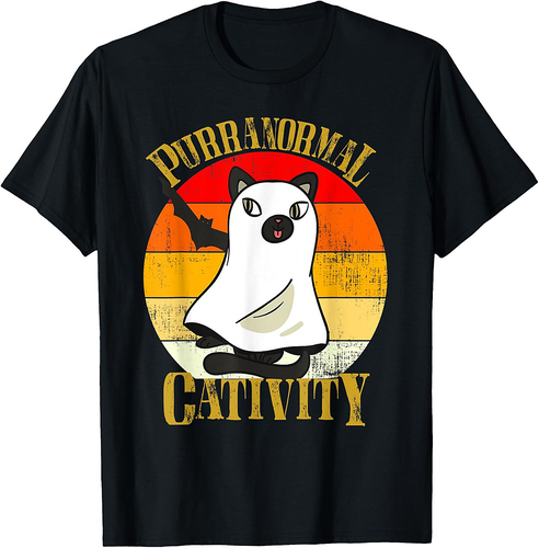 Purranormal Cativity Vintage Cat Ghost Halloween Costume T-Shirt