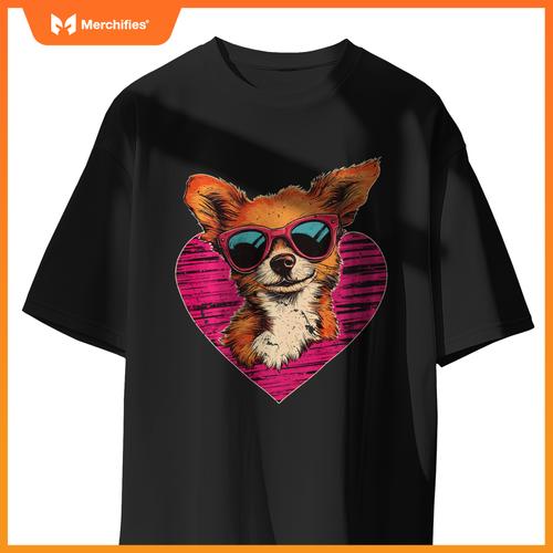 Retro Dog Men Women Kids Valentines Day Funny Puppy T-Shirt
