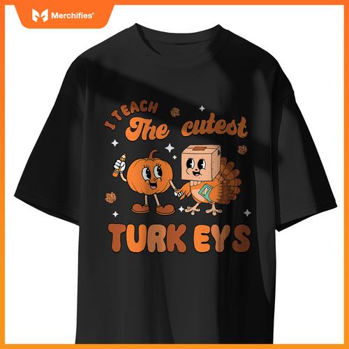 Retro I Teach The Cutest Turkey Thanksgiving Pumpkin Teacher