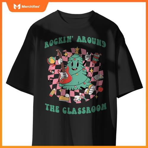 Retro Rockin' Around The Classroom Merry Teacher Holiday