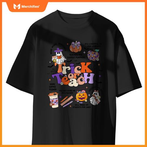 Retro Trick Or Teach Halloween Teacher Ghost Spooky Teacher