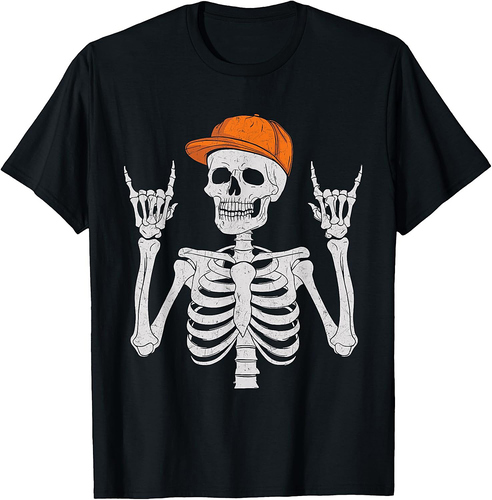Rock And Roll Skeleton Hand Halloween Rocker Skeleton T-Shirt