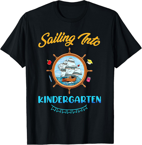 Sailing Into Kindergarten Nautical Teacher Back To School T-Shirt