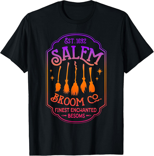 Salem Broom Company Est 1692 Halloween Salem Witch Cat Broom T-Shirt