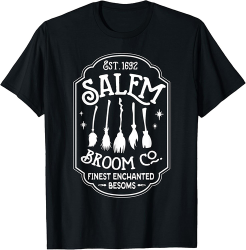 Salem Witch Broom Company Est 1692 Halloween Salem Cat Broom T-Shirt
